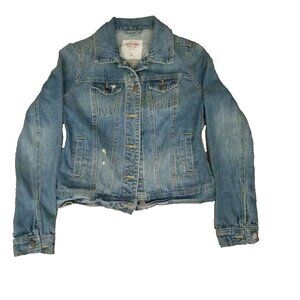 Mossimo Supply Co. Blue Jean Jacket Women’s Denim S/P Pre-owned Distressed